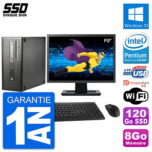 PC Tour HP EliteDesk 800 G1 Ecran 19" G3220 RAM 8Go SSD 120Go Windows 10 Wifi · Occasion