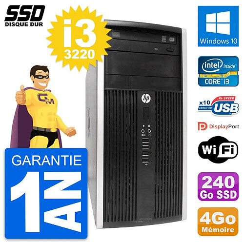 PC Tour HP Compaq Pro 6300 CMT Intel i3-3220 RAM 4Go SSD 240Go Windows 10 Wifi · Occasion