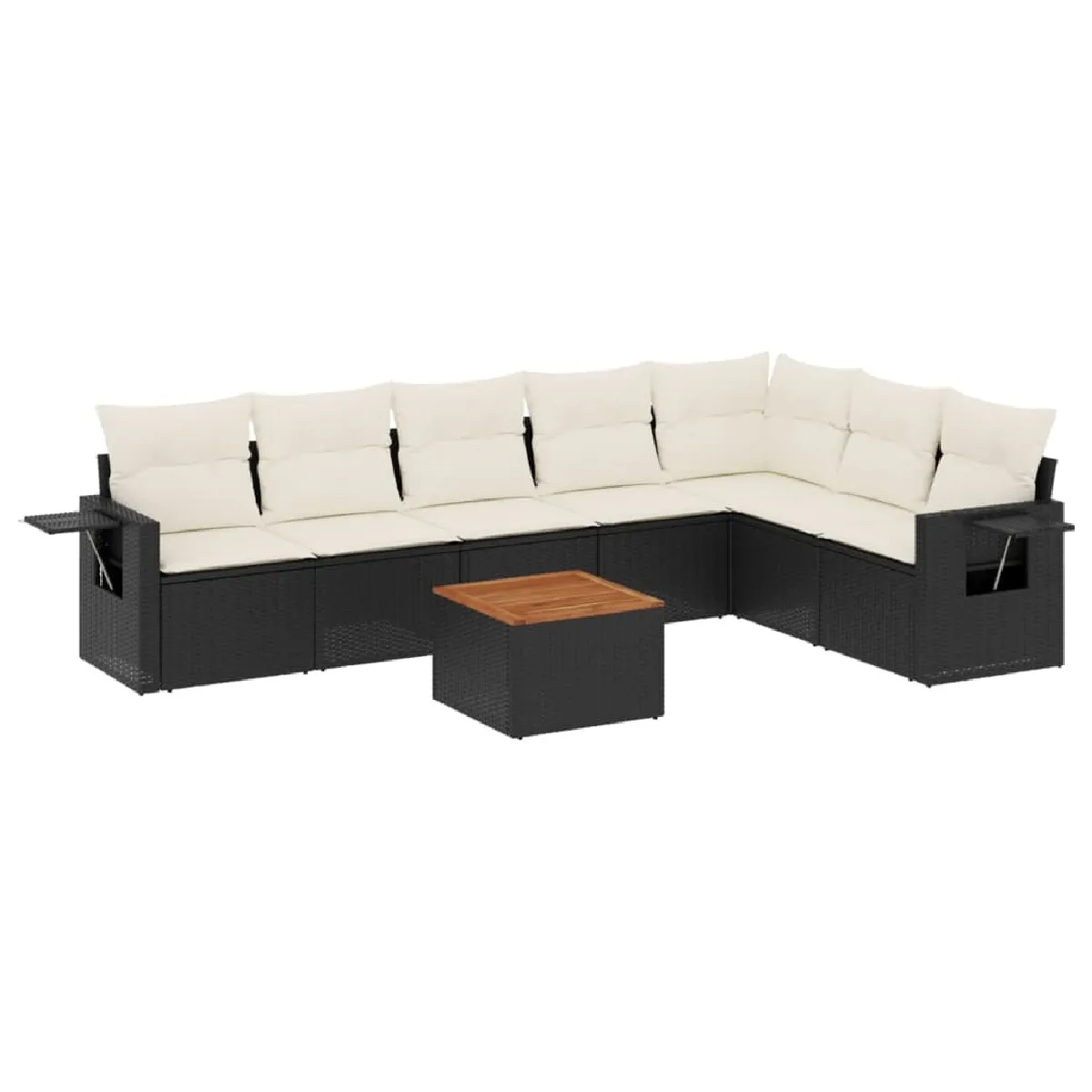 Maison Chic Ensemble Tables et chaises d'extérieur 8 pcs avec coussins,Salon de jardin noir résine tressée -GKD268074