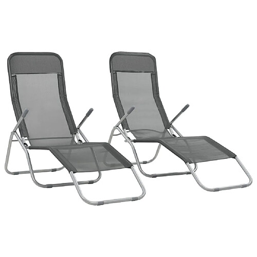 vidaXL Chaises longues pliables lot de 2 Textilène Anthracite