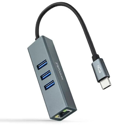 ? Hub USB Type C 3Xusb 1Xrj45 - 0,15M Gris