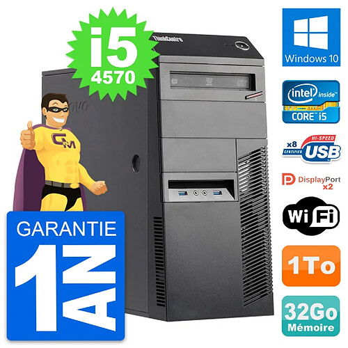 PC Tour Lenovo ThinkCentre M83 Intel i5-4570 RAM 32Go Disque 1To Windows 10 Wifi · Occasion