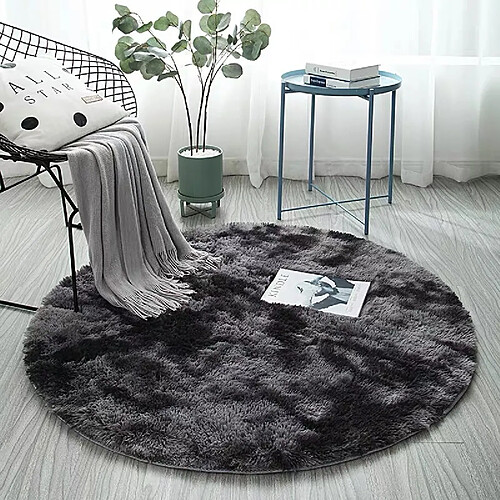 LUUCOZK Tapis à poils longs doux et moelleux pour chambre à coucher et salon - Gris foncé dégradé-200 x 200cm