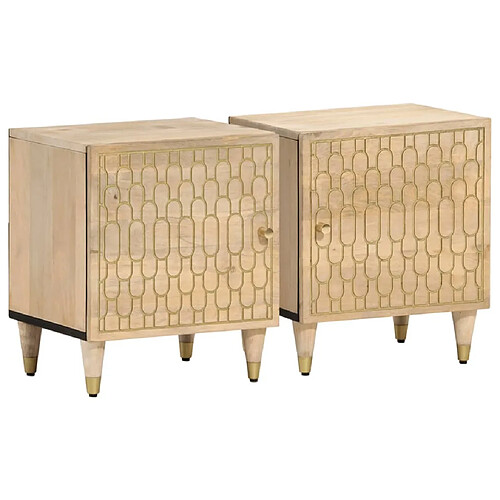 Maison Chic Lot de 2 Tables de chevet - Tables de Nuit 40x33x46 cm Bois de manguier solide