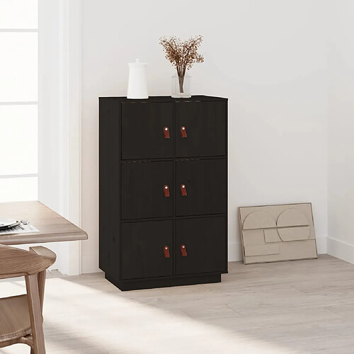 vidaXL Buffet haut Noir 67x40x108,5 cm Bois massif de pin