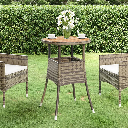 vidaXL Table de jardin Ø60x75 cm Acacia et résine tressée Gris