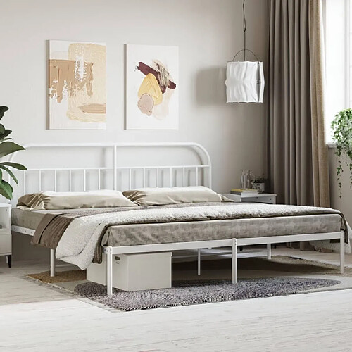 Maison Chic Lit adulte - Cadre de lit métal avec tête de lit,Structure du lit Contemporain pour chambre blanc 200x200 cm -MN43068