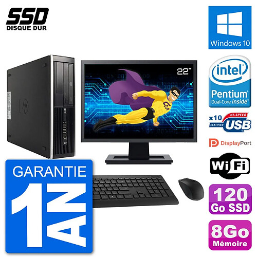 PC HP 8300 Elite SFF Ecran 22" Intel G630 RAM 8Go SSD 120Go Windows 10 Wifi · Occasion