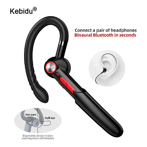 GUPBOO Kebidu Business Bluetooth Headset 5.0 Support Button + Touch Control Noise Cancelling Headphones Stereo Headphones