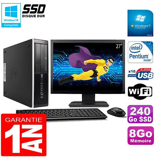 PC HP Compaq Pro 6300 SFF G630 RAM 8Go 240Go SSD Graveur DVD Wifi W7 Ecran 27" · Occasion