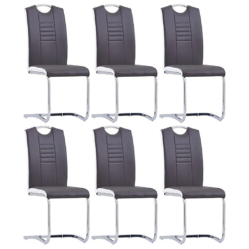 Maison Chic Lot de 6 Chaises à manger cantilever,Chaises à dîner gris similicuir -MN76593