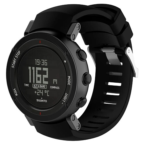 Wewoo Bracelet pour montre connectée Dragonne de remplacement en silicone SUUNTO Core ALU Noir