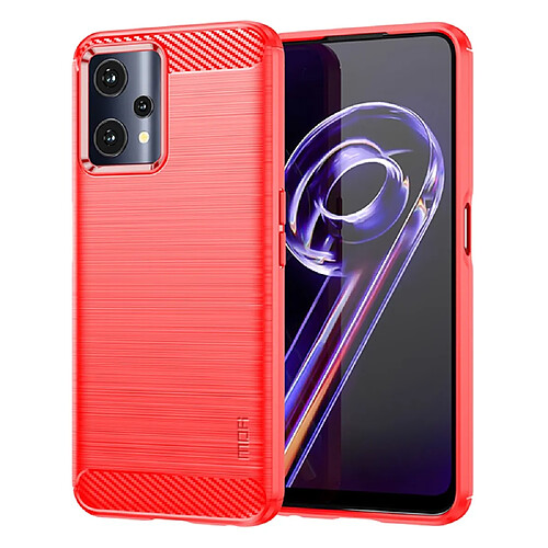 Coque en TPU MOFI Anti-empreintes, texture fibre de carbone, rouge pour votre Realme 9 Pro