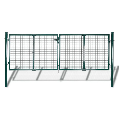 vidaXL Portail de clôture Acier 306x175 cm Vert