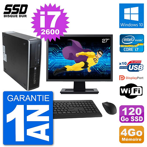 PC HP 8300 Elite SFF Ecran 27" Intel i7-2600 RAM 4Go SSD 120Go Windows 10 Wifi · Occasion