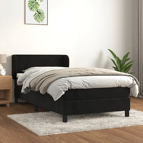 vidaXL Sommier à lattes de lit avec matelas Noir 100x200 cm Velours