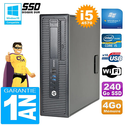 PC HP EliteDesk 800 G1 SFF Core I5-4570 4Go Disque 240Go SSD Graveur DVD Wifi W7 · Occasion