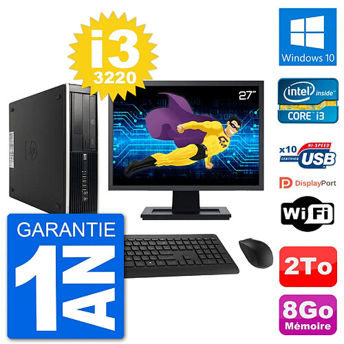 PC HP Compaq Pro 6300 SFF Ecran 27" i3-3220 RAM 8Go Disque 2To Windows 10 Wifi · Occasion