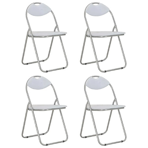 Decoshop26 Lot de 4 chaises de salle à manger cuisine pliantes design simple synthétique blanc CDS021909