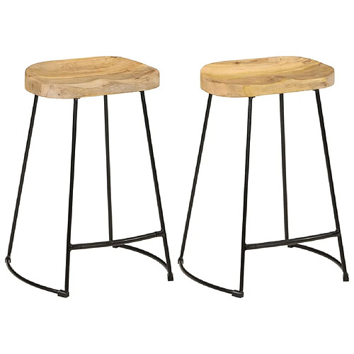 vidaXL Tabourets de bar Gavin 2 pcs 46x40x63 cm Bois massif manguier