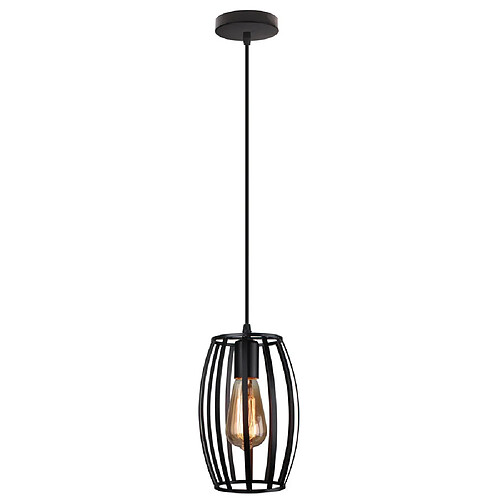 Stoex Lampes de Plafond Abat-Jour forme Olive Suspension Lustre Cage Douille Eclairage Style Industrielle E27 Noir