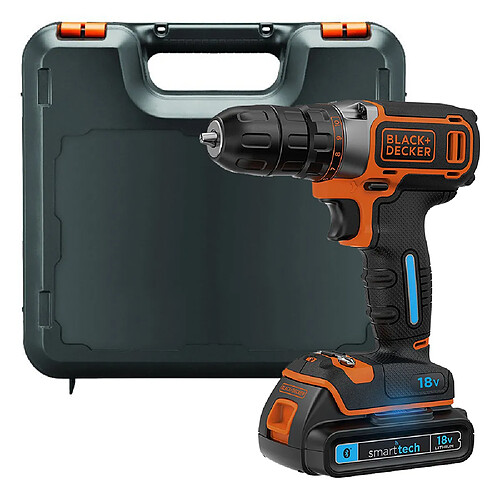 Black & Decker BDCDC18KST Perceuse-Visseuse 18V 1.5Ah Bluetooth chargeur-USB