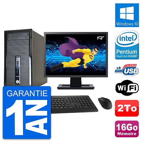 PC Tour HP 400 G1 Ecran 19" Intel G3220 RAM 16Go Disque Dur 2To Windows 10 Wifi · Occasion