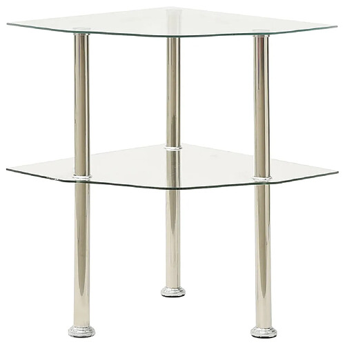 vidaXL Table d'appoint 2 niveaux Transparent 38x38x50 cm Verre trempé