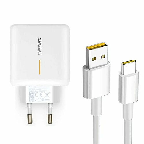 PHONECARE KIT Chargeur 65W Charge Rapide 4A VOOC 2.0 + Câble Chargeur Rapide Type C pour Oppo Reno5 4G