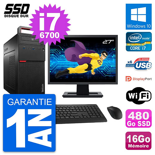 PC Tour Lenovo M700 Ecran 27" Intel i7-6700 RAM 16Go SSD 480Go Windows 10 Wifi · Occasion