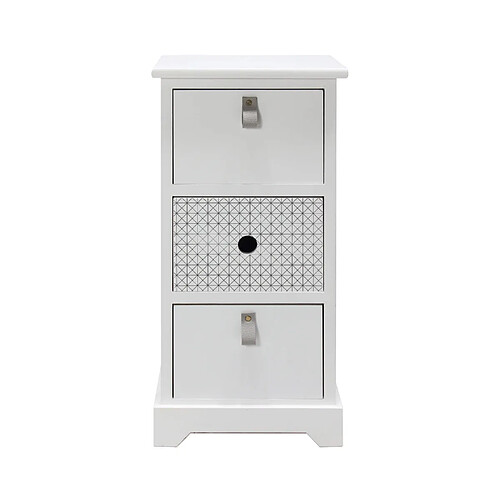 Mobili Rebecca Rebecca Mobili Table De Chevet 3 Tiroirs Bois MDF Blanc Gris, Moderne Pour Salle de Bain 59.5x30x25 cm