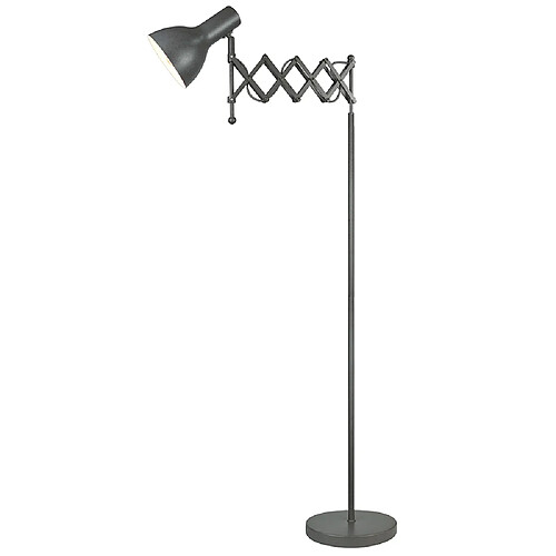 Sampa Helios Lampadaire sur pied industriel bras articulé orientable en métal Compatible LED avec interrupteur