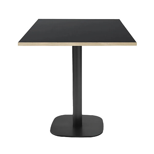 Restootab Table 70x70cm - modèle Round noir chants bois