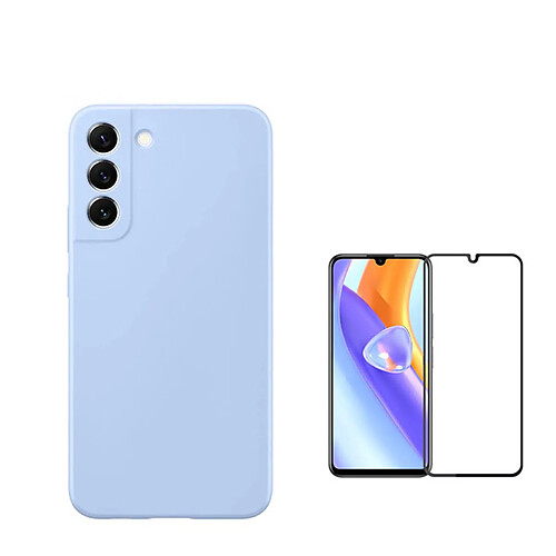 Kit de film en verre trempé de la couverture de 5D + couvercle de silicone liquide Phonecare pour Samsung Galaxy A15 - Bleu clair