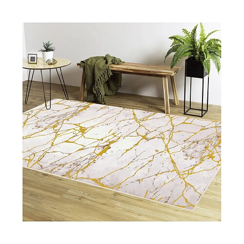 Mani Textile Tapis Marbré Jaune