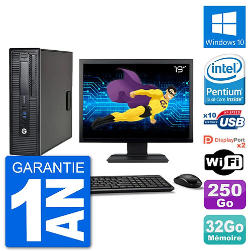 PC HP 800 G1 Ecran 19" Intel G3220 RAM 32Go Disque 250Go Windows 10 Wifi · Occasion