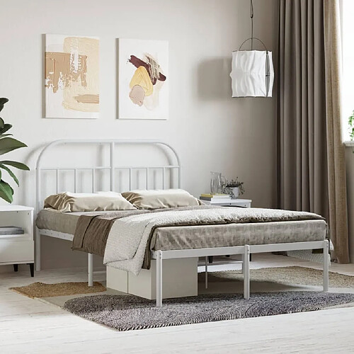 Maison Chic Lit adulte - Cadre de lit métal avec tête de lit pour chambre blanc 120x190 cm -MN98857