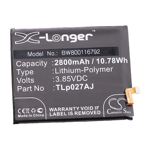 vhbw Batterie remplacement pour Alcatel TLp027AJ pour smartphone (2800mAh, 3,85V, Li-polymère)