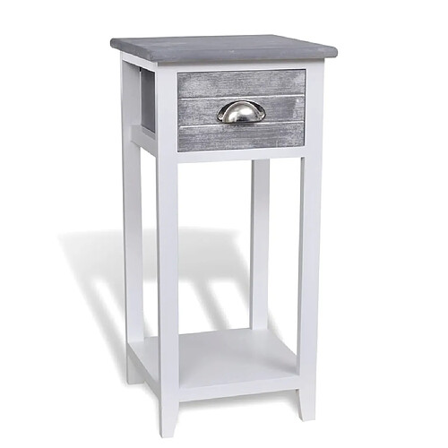 Maison Chic Table de chevet,Table de nuit,Table d'appoint pour salon avec 1 tiroir Gris et blanc -MN75678