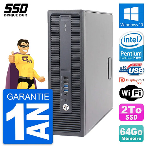 PC HP ProDesk 600 G2 SFF Intel Pentium G4400 RAM 64Go SSD 2To Windows 10 Wifi · Occasion