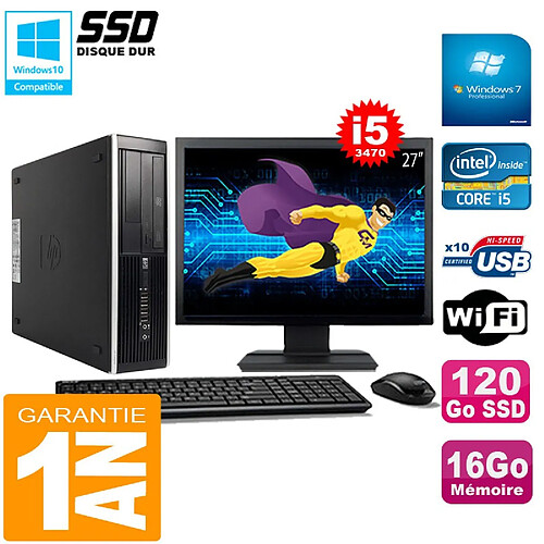 PC HP Compaq Pro 6300 SFF I5-3470 16Go 120Go SSD Graveur DVD Wifi W7 Ecran 27" · Occasion