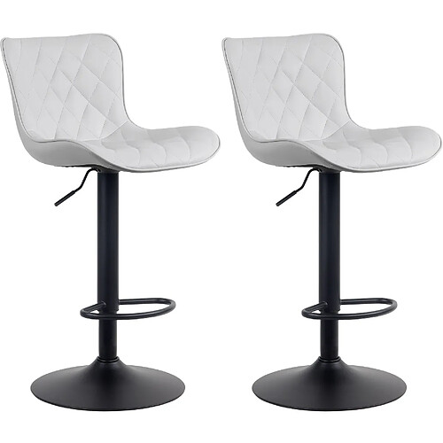 Decoshop26 Lot de 2 tabourets de bar en synthétique blanc pieds en métal noir hauteur réglable pivotant TDB10730