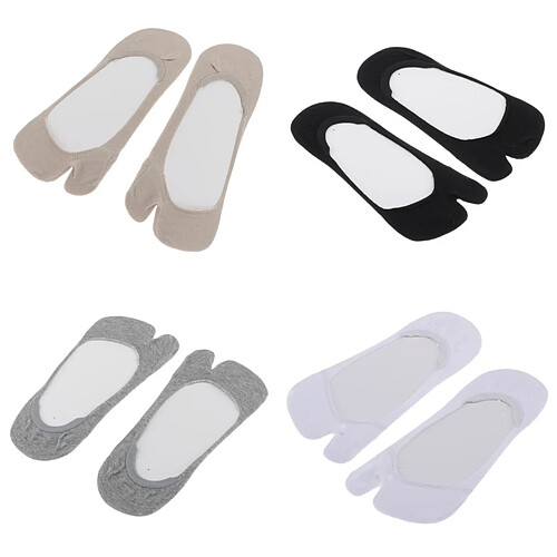 4 Paires Chaussettes Orteils Femme Chaussettes à 2 doigts en Coton Protège-pieds Invisibles Socquettes Coupe Basse