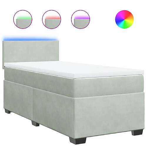 Vidaxl Sommier à lattes de lit et matelas Gris clair 90x190 cm Velours