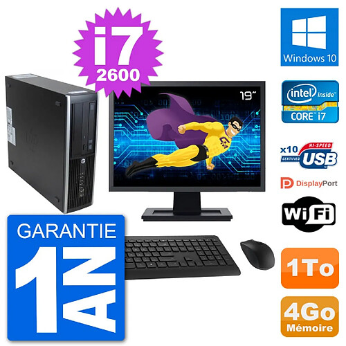 PC HP 8300 SFF Ecran 19" Intel i7-2600 RAM 4Go Disque Dur 1To Windows 10 Wifi · Occasion