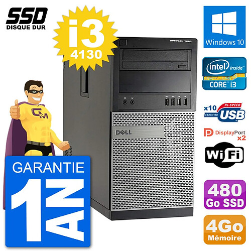 PC Tour Dell 7020 Intel Core i3-4130 RAM 4Go SSD 480Go Windows 10 Wifi · Occasion