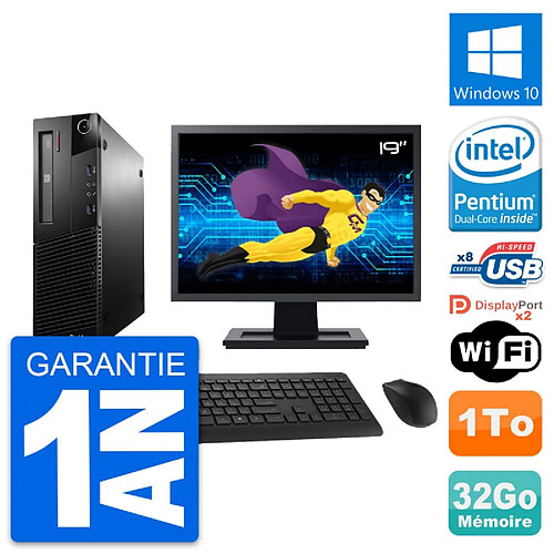 PC Lenovo M93p SFF Ecran 19" Intel G3220 RAM 32Go Disque Dur 1To Windows 10 Wifi · Occasion