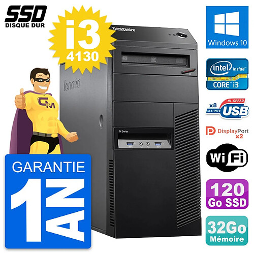 PC Tour Lenovo ThinkCentre M83 Intel i3-4130 RAM 32Go SSD 120Go Windows 10 Wifi · Occasion