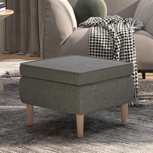 vidaXL Tabouret avec pieds en bois Gris clair Tissu