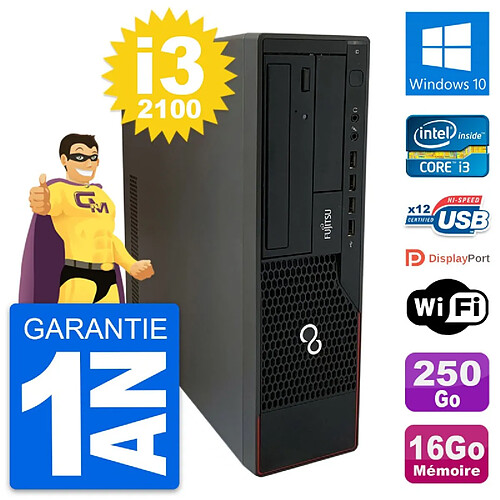 PC Fujitsu Esprimo E910 DT Intel i3-2100 RAM 16Go Disque 250Go Windows 10 Wifi · Occasion